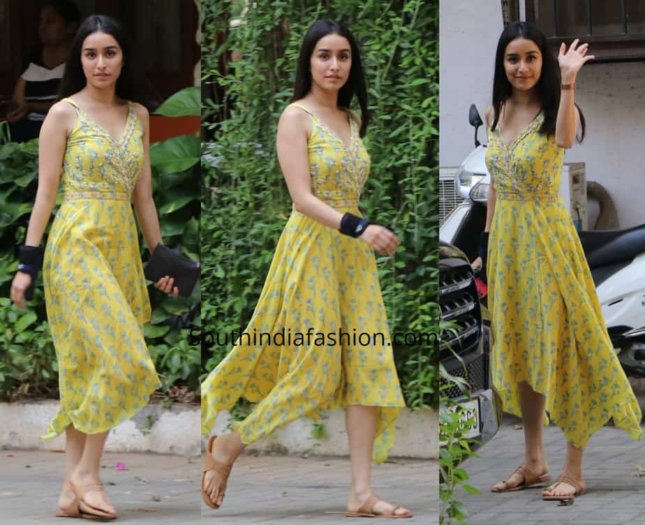 shraddha kapoor yellow printed dress