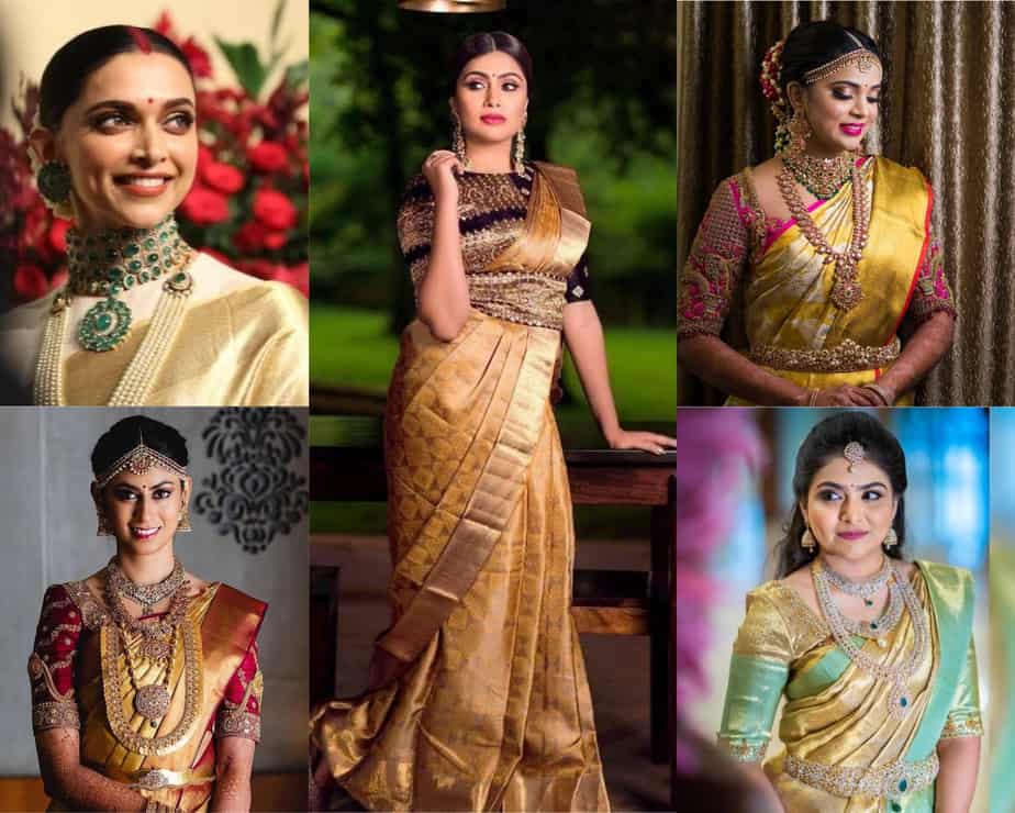 the gold saree looks