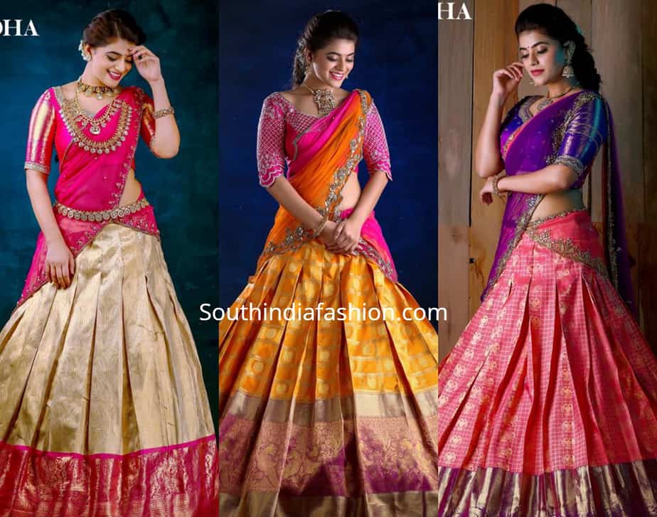 pattu half sarees by mugdha's , mugdha art studio