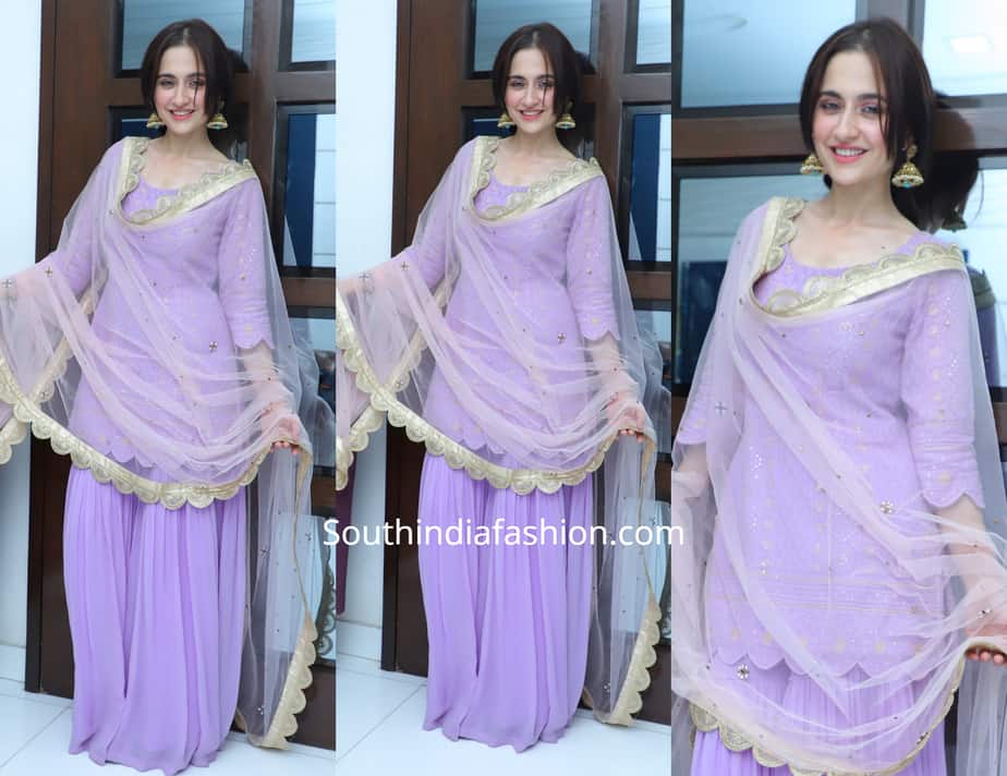 sanjeeda shaikh purple sharara suit