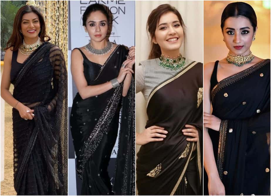 How To Style And Accessorize A Black Saree - Black Saree Styling Tips!