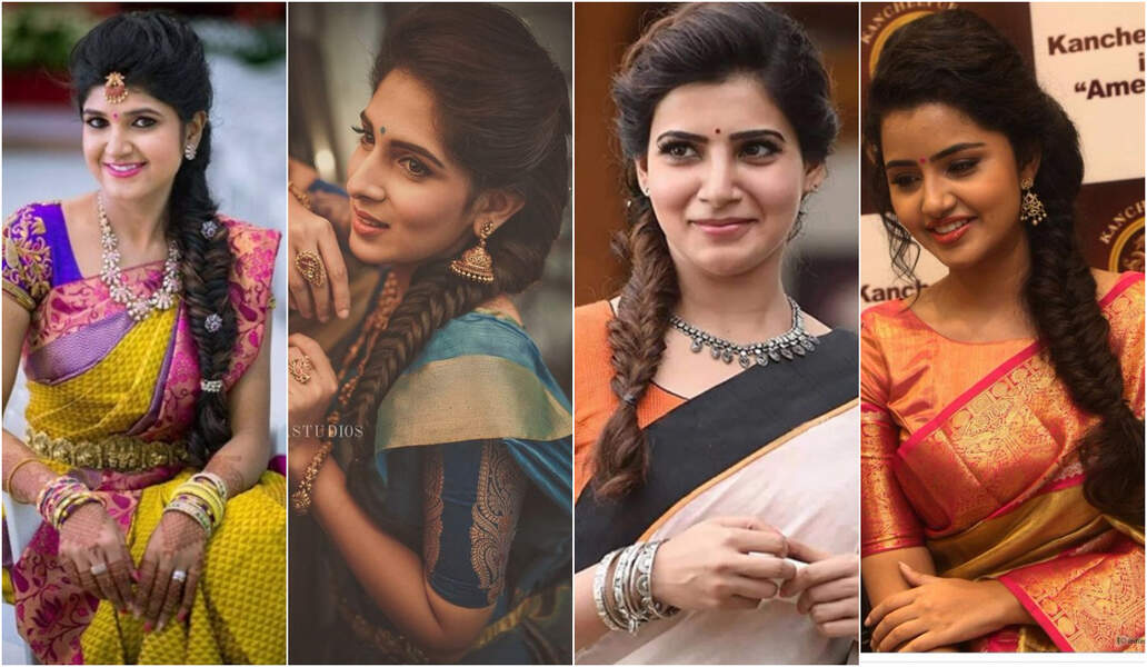 Simple and Elegant Pattu Saree Hairstyles | Best Hairstyles for Silk Sarees Simple and Elegant Pattu Saree Hairstyles | Best Hairstyles for Silk Sarees