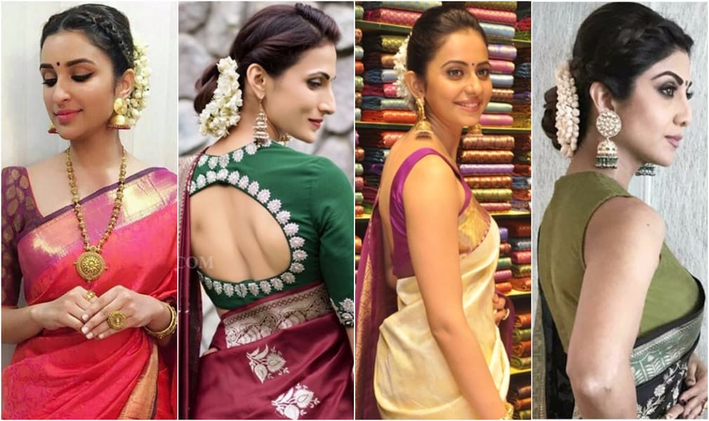 What kind of hairstyles and accessories will look good for a silk saree for  making the face look slimmer  Quora