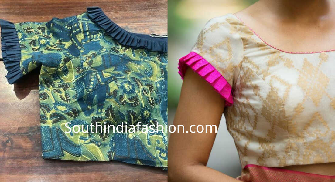 TRENDING HOT: Blouse Designs With Frills & Pleats! – South India Fashion