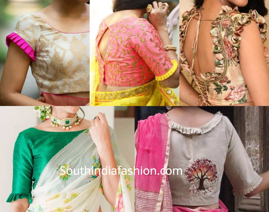 frill saree blouse designs