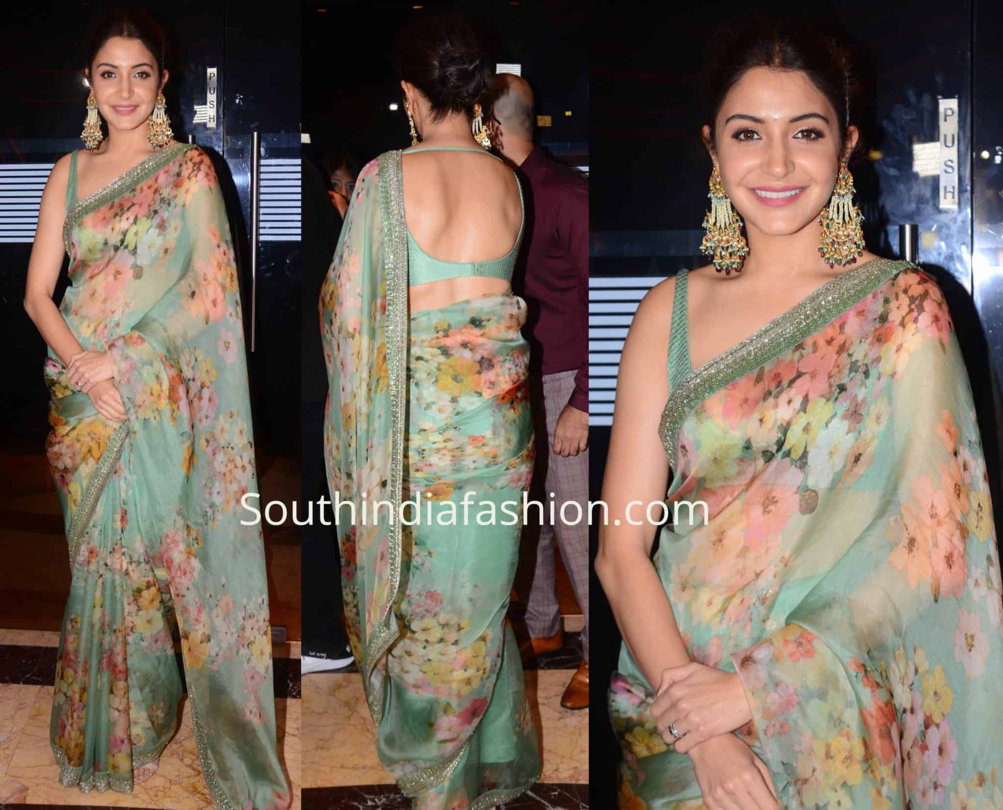 anushka sharma in sabyasachi saree floral organza saree