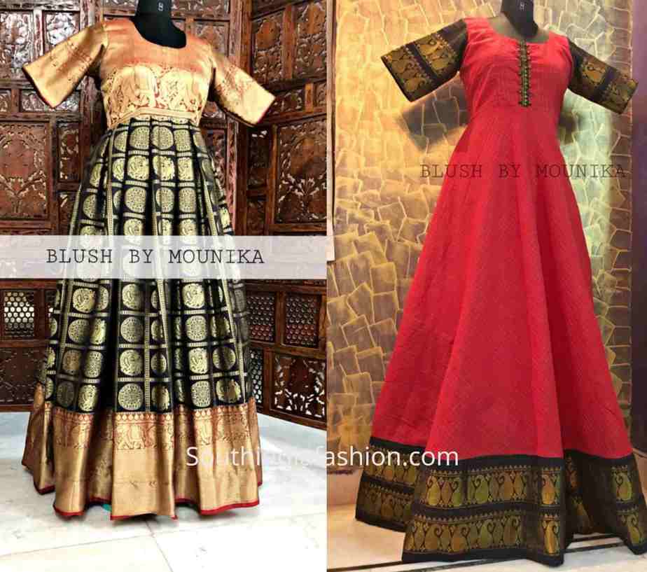 anarkali dress design from saree