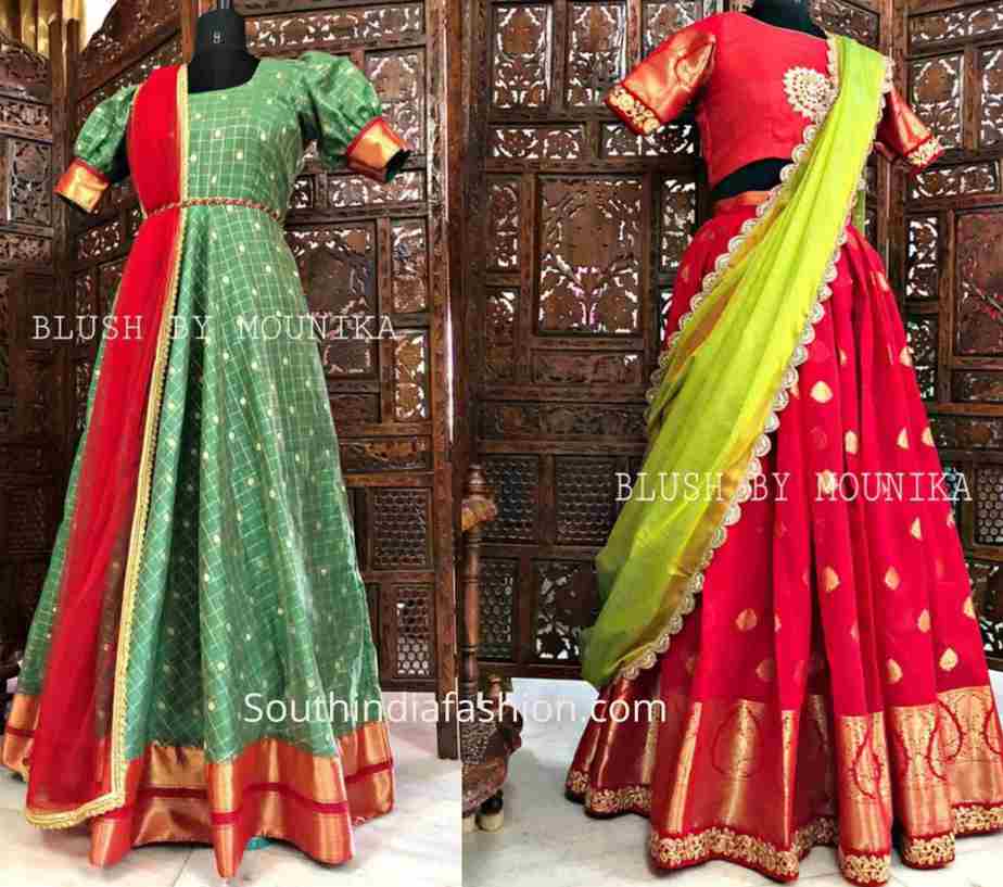 Ankle Length Fit & Flare Madurai Saree Dress - Mogra Designs