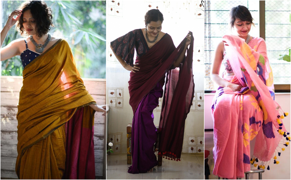 Indian Labels with Fabulous Linen and Cotton Saree Collection