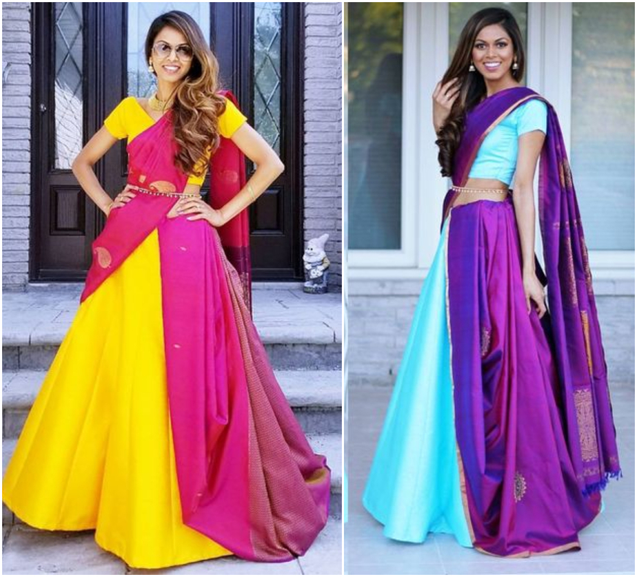 0 to 16 age pure silk skirt and top with matching saree for mom   wwwvannamayilcom