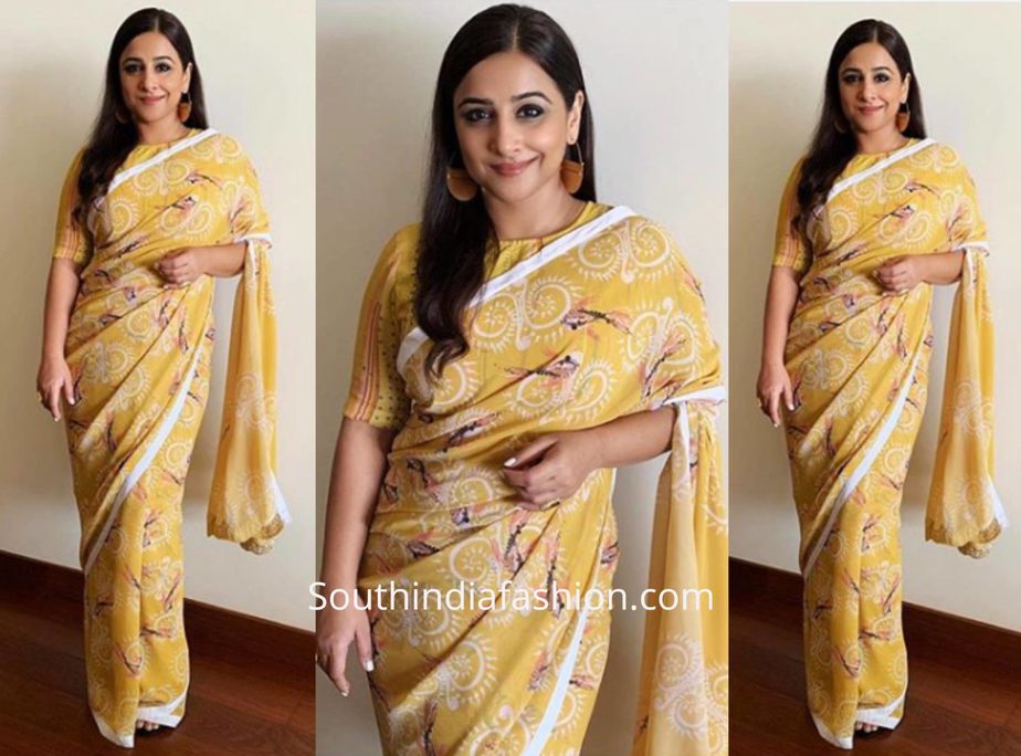 Vidya Balan in Weave in India saree for Mission Mangal Promotions