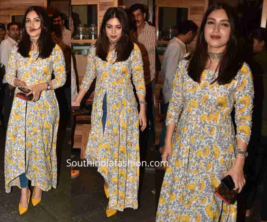 bhumi pednekar floral slit kurta with jeans (1)