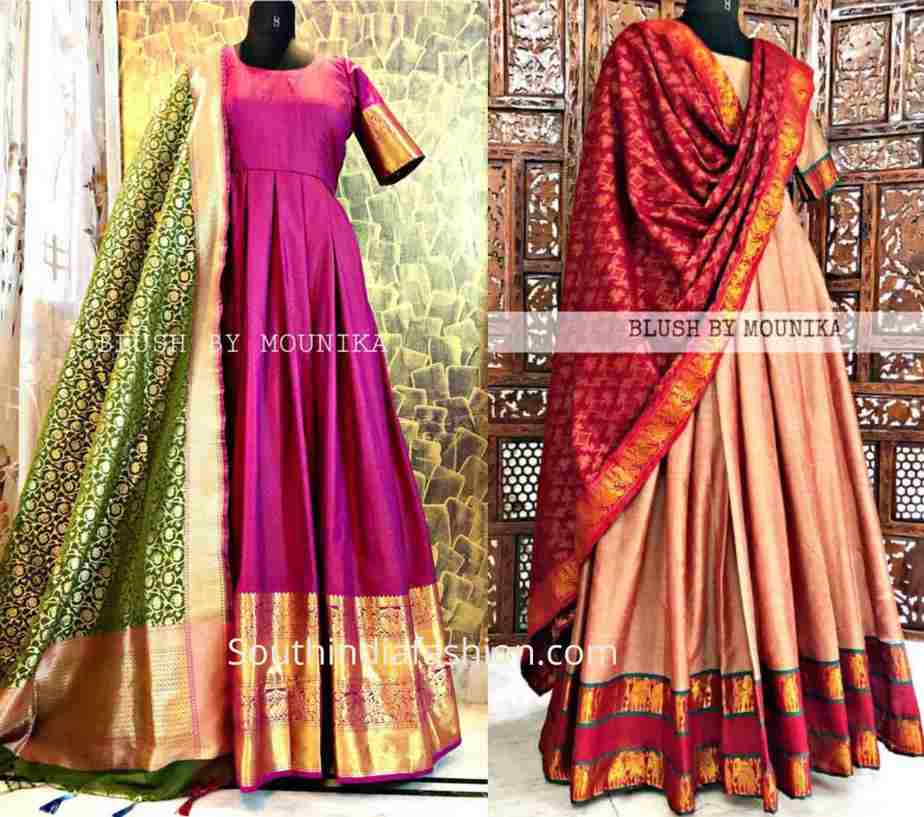 Anarkali dress designs made form silk sarees Saree Anarkali Dress