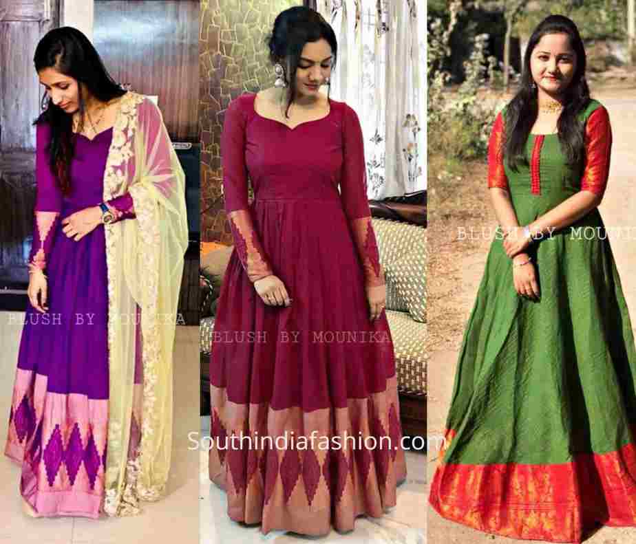 anarkali dress design from saree