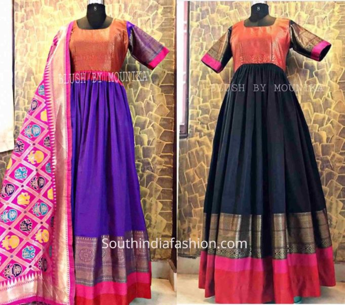 Anarkali dress designs made form silk sarees | Saree Anarkali Dress