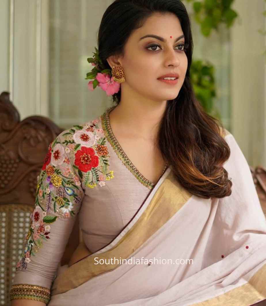 Onam Saree Blouse Collection By Label'M | Pushpaka collection Onam Saree Blouse Collection By Label'M | Pushpaka collection