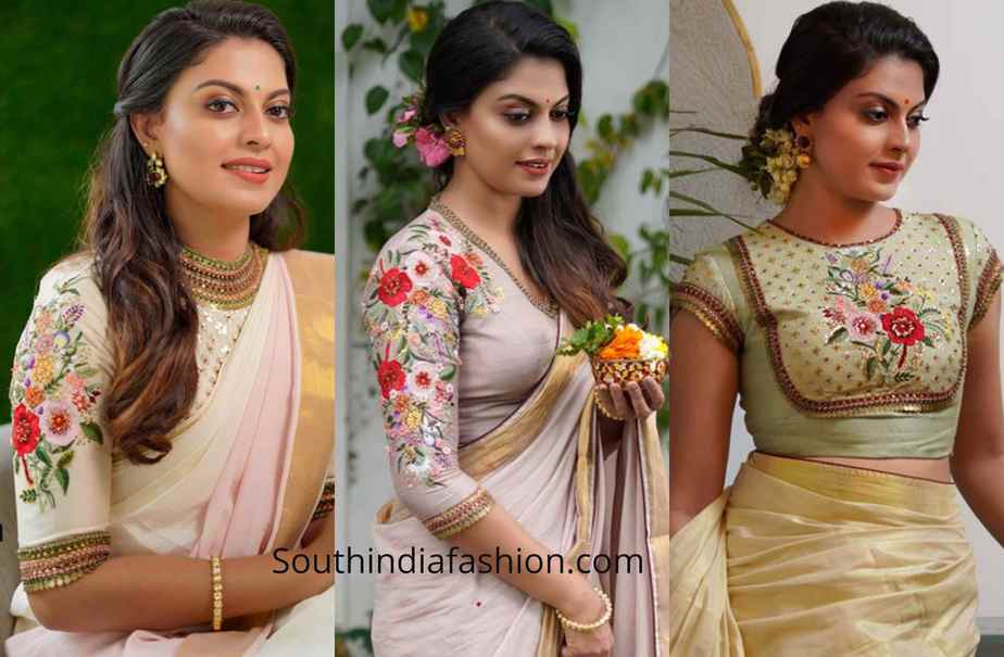 Onam Saree Blouse Collection By Label M Pushpaka collection
