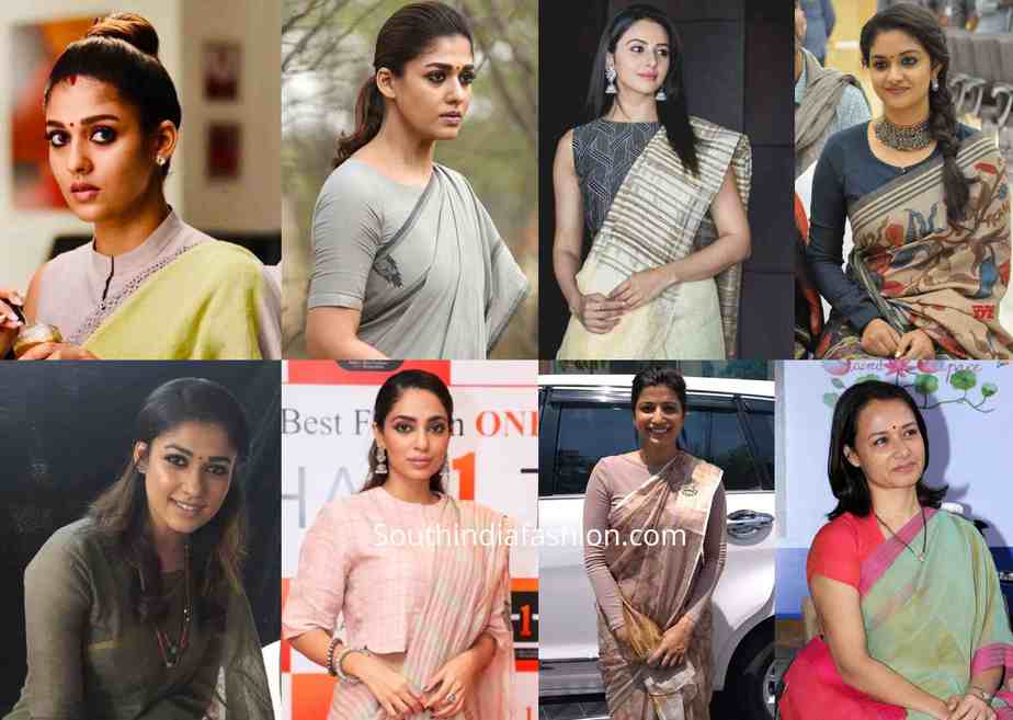 hairstyles with formal office wear sarees