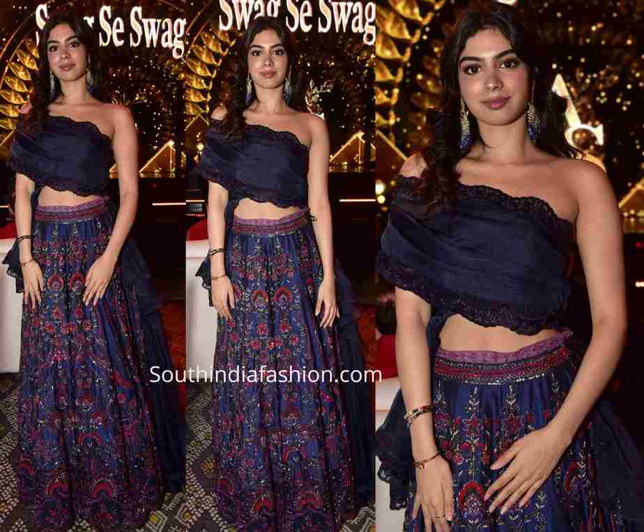 khushi kapoor blue lehenga bali sangeet