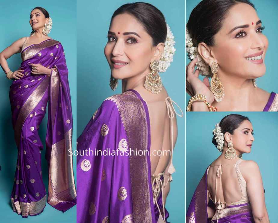 madhuri dixit purple saree raw mango dance deewane