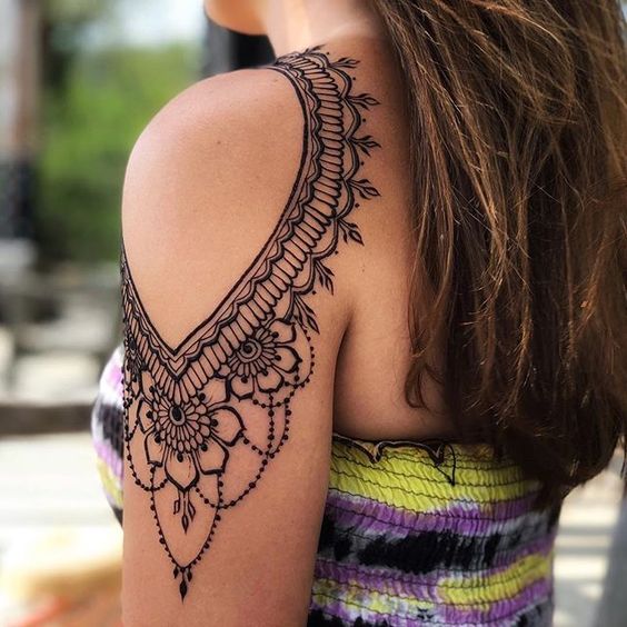 30 Beautiful Henna Tattoo Design Ideas  Meaning  Shoulder tattoo Shoulder  henna Tattoos for women