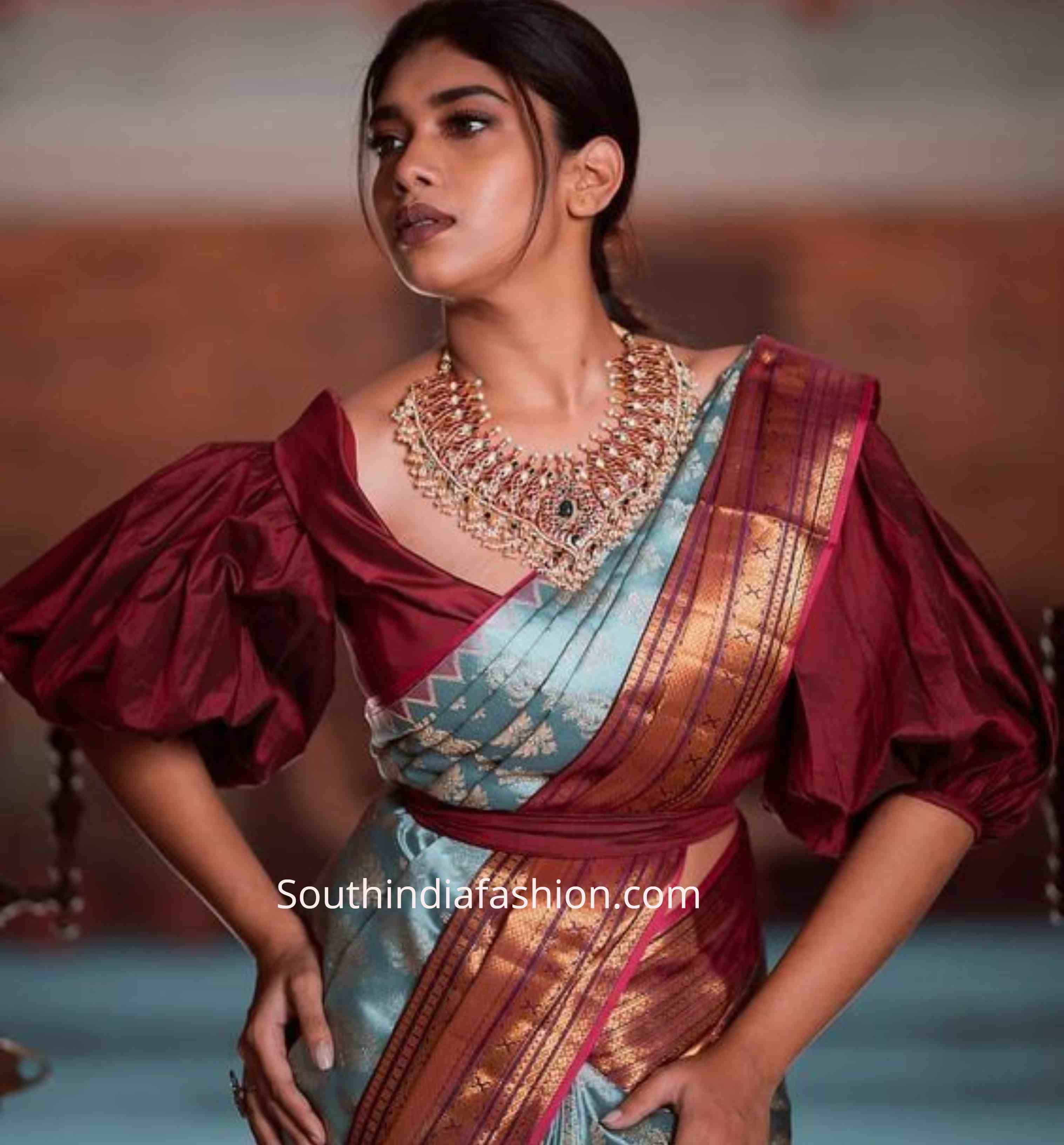 Details 157+ silk saree blouse with belt latest - vietkidsiq.edu.vn