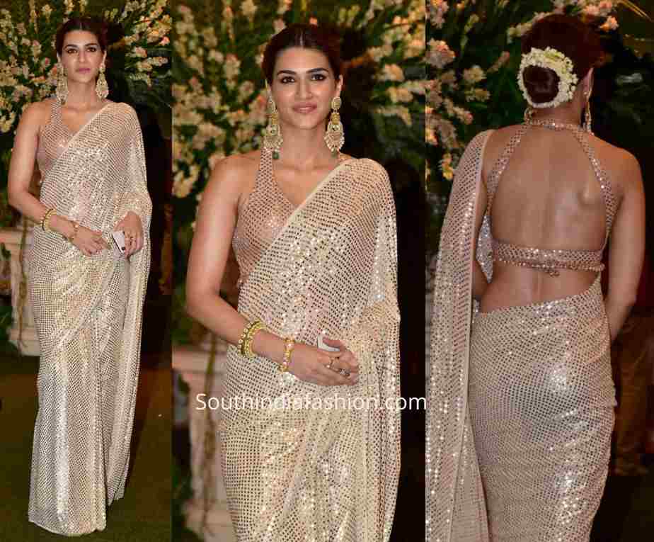 kriti sanon saree at ambani ganesh pooja 2019 (1)