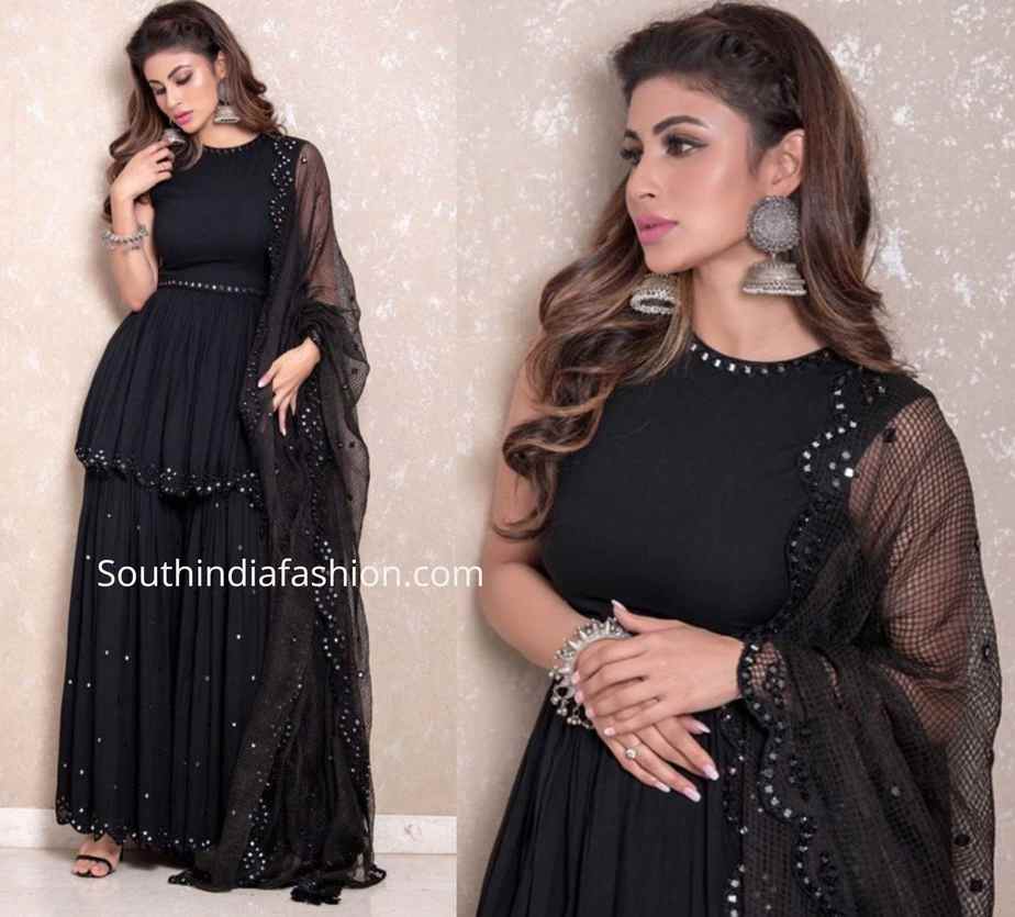 mouni roy black sharara suit