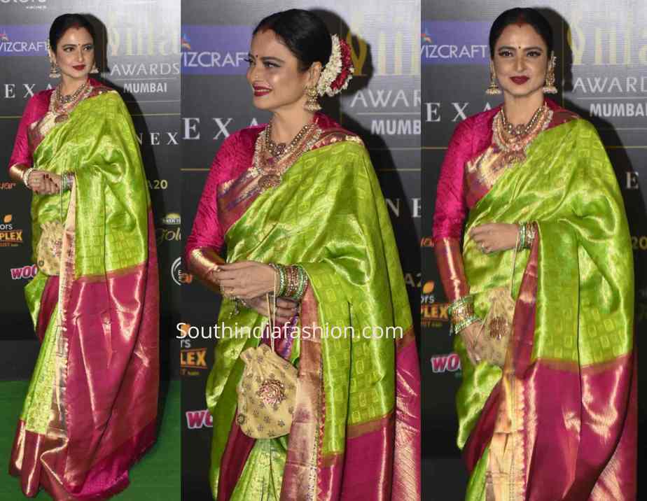 rekha green kanjeevaram saree iifa awards 2019