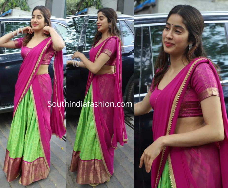 janhvi kapoor pattu lehenga half saree