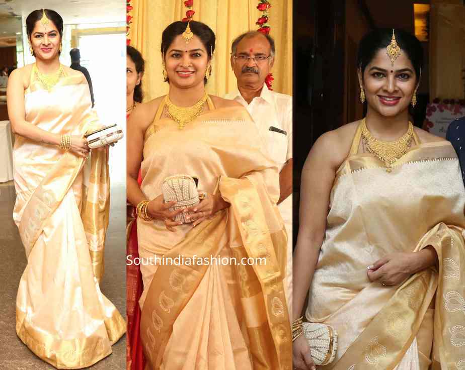 madhumita sivabalaji silk saree at archana engagement