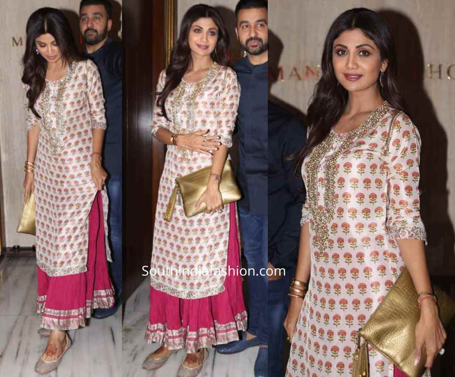 shilpa shetty sharara suit at manish malhotra diwali party 2019