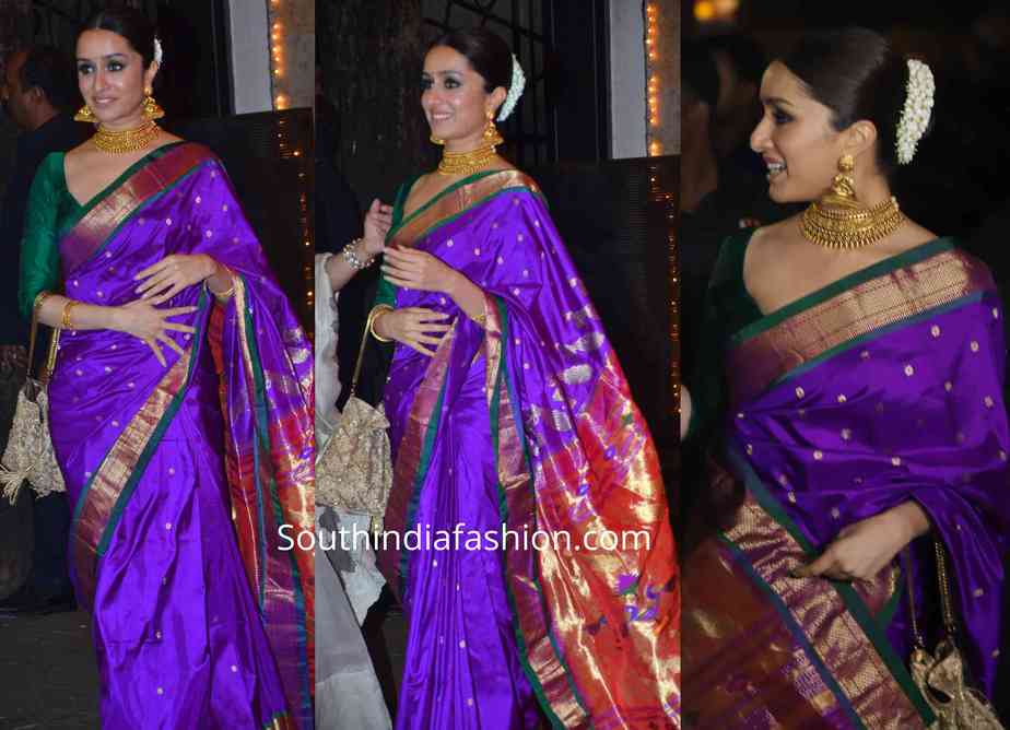 shraddha kapoor paithani saree at bachchan diwali party (1)