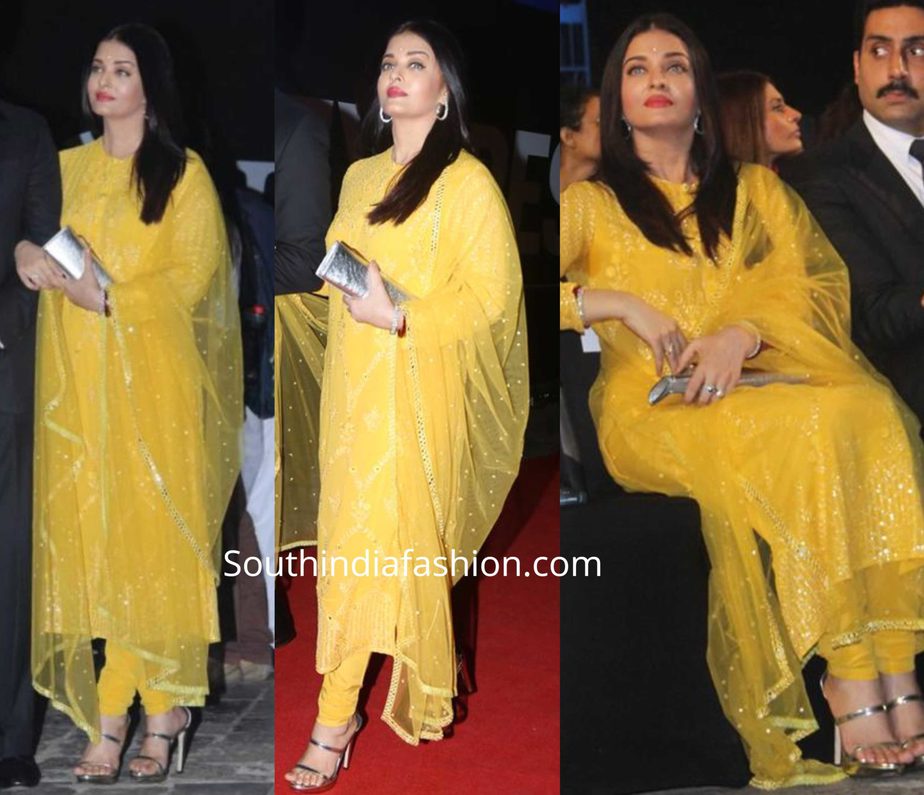 aishwarya rai bachchan yellow anarkali suit