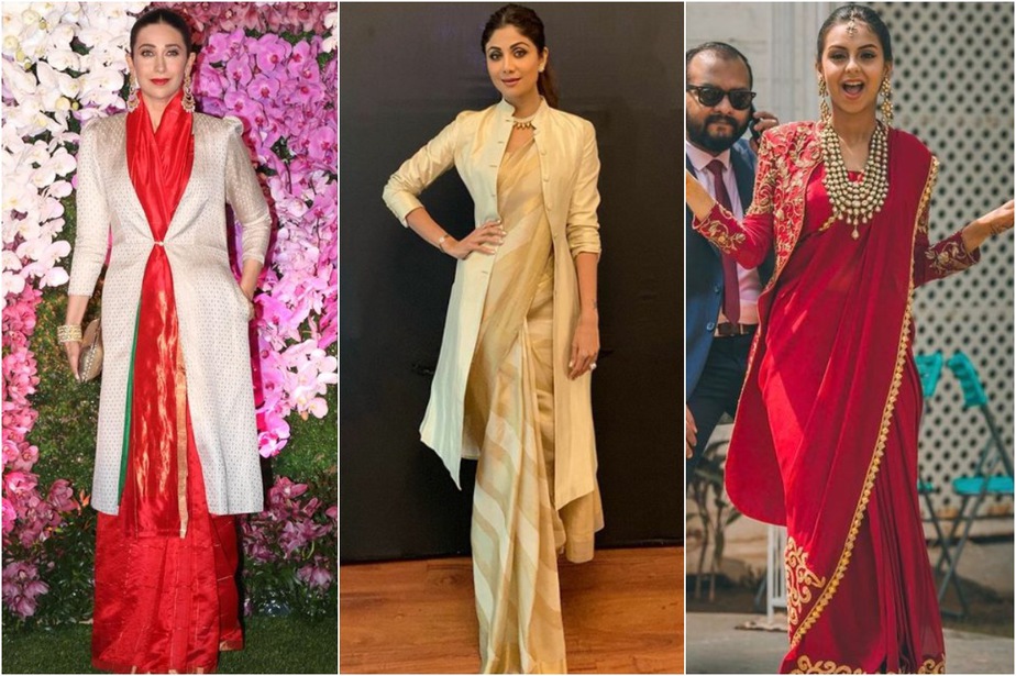 saree with jackets for winter