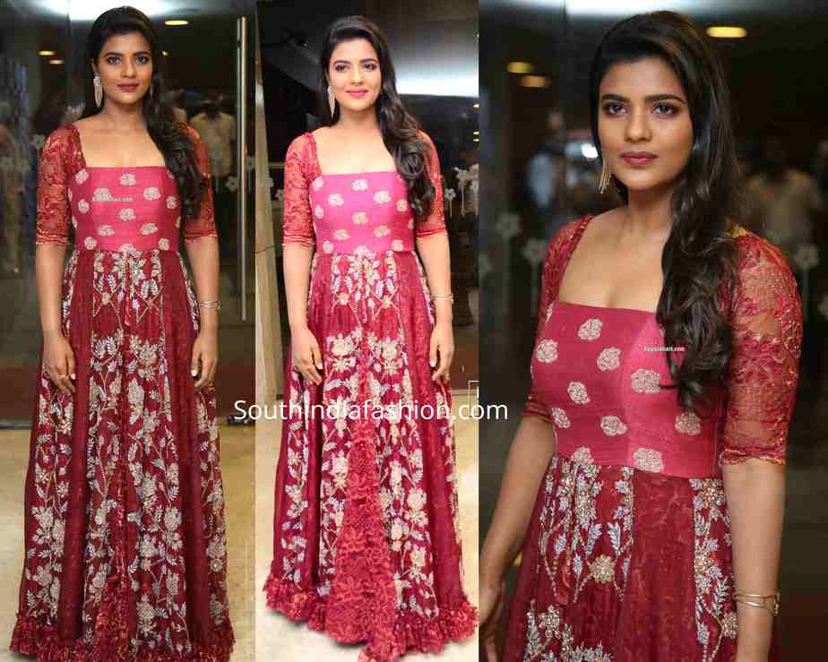 aishwarya arjun red gown at miss match pre release event