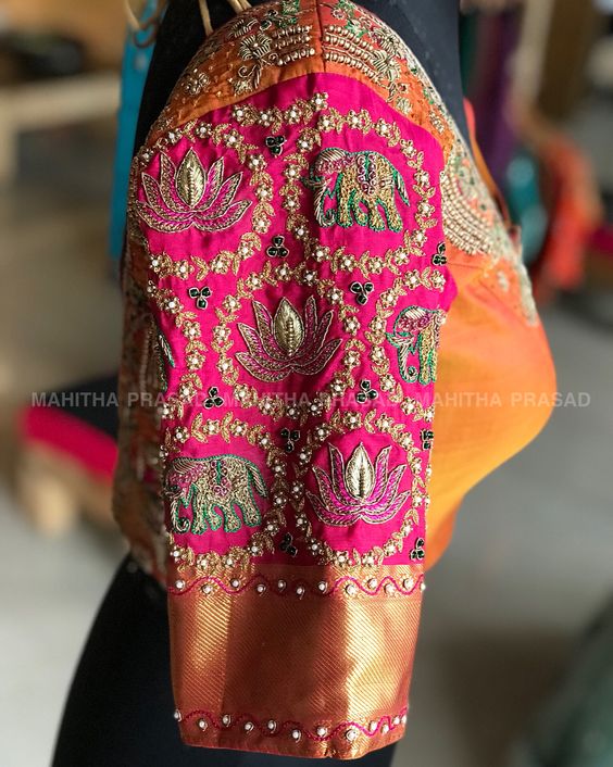 maggam work silk saree blouse designs 2020 (6)