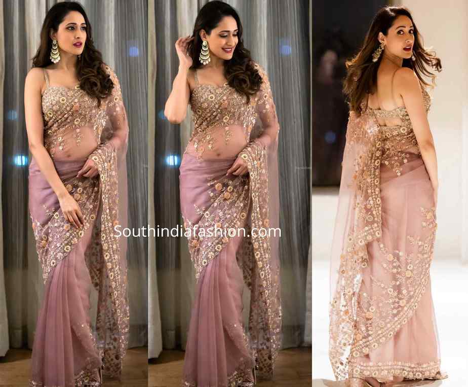 pragya jaiswal in floral embroidered organza saree (1)