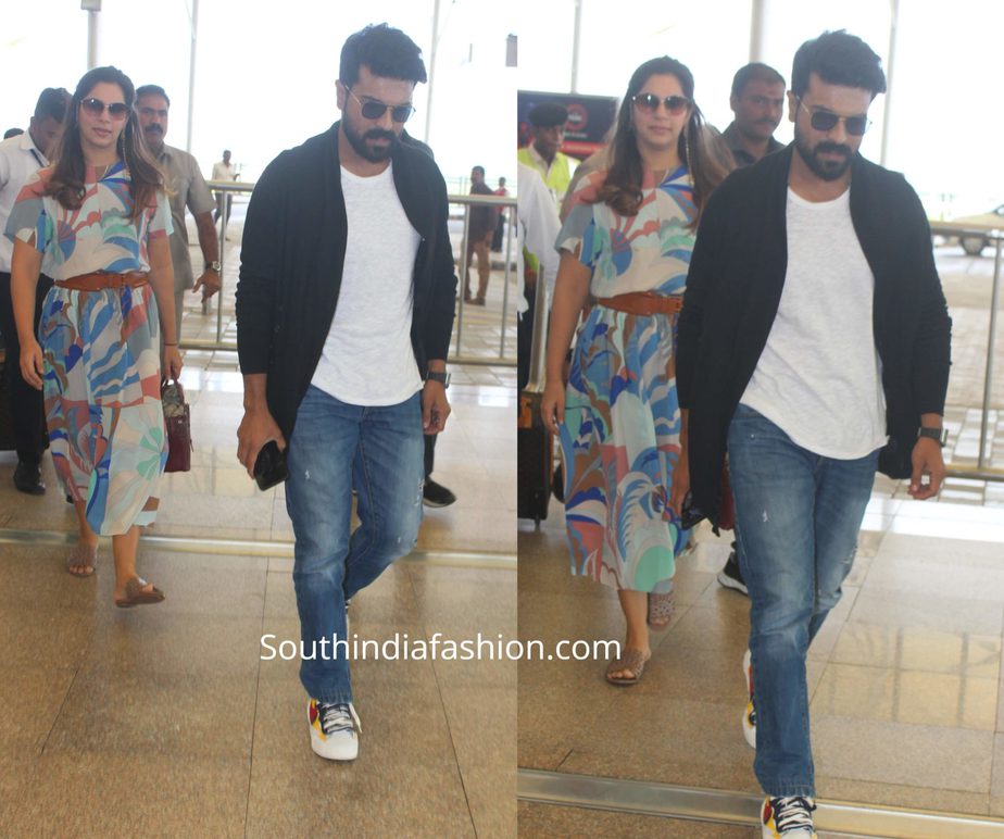 ram charan and upasana at airport