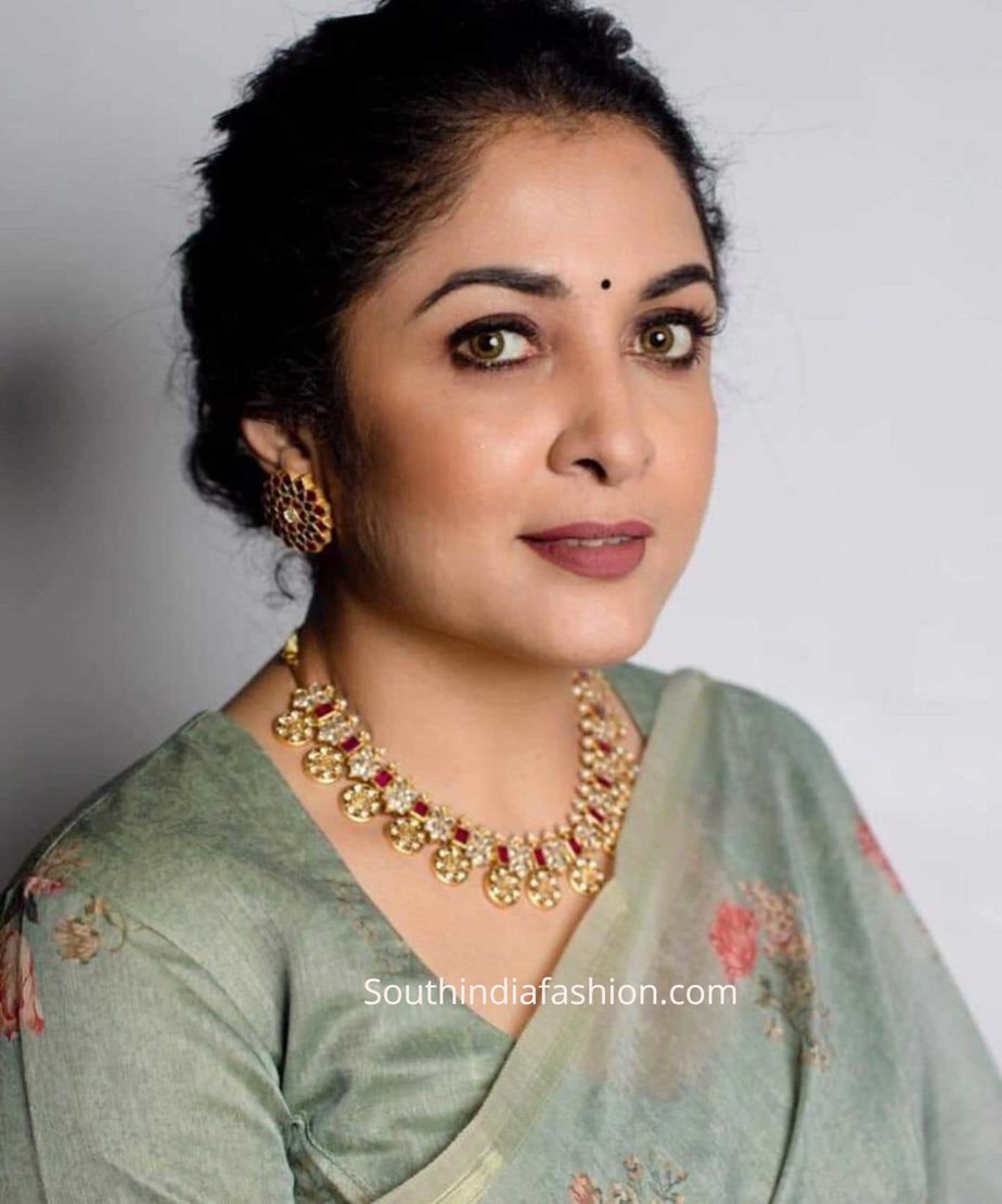Ramya Krishnan in a floral saree South India Fashion