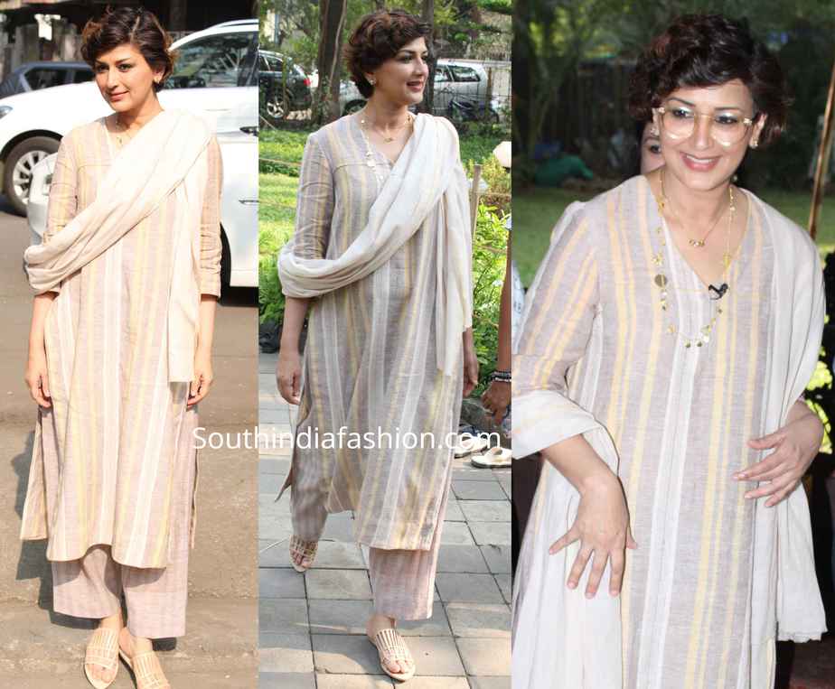 sonali bendre in striped salwar suit