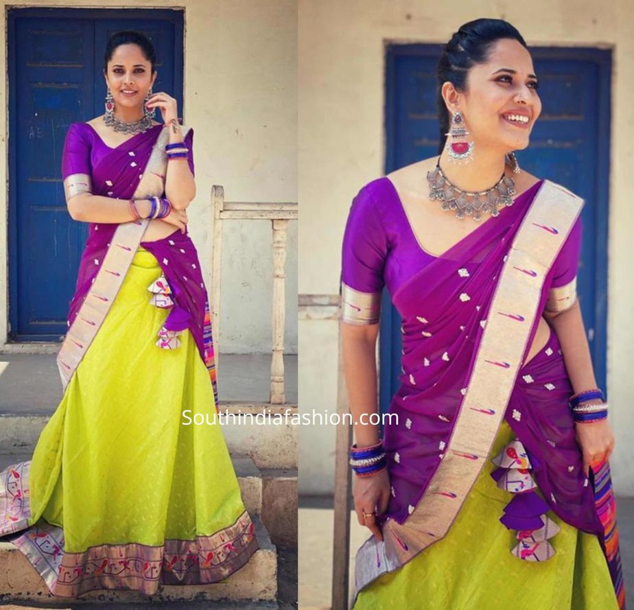 anchor anasuya in paithani half saree