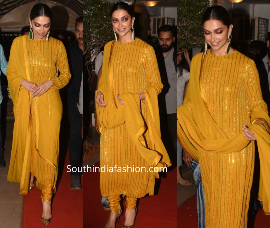 deepika padukone in yellow salwar kameez by sabyasachi (1)