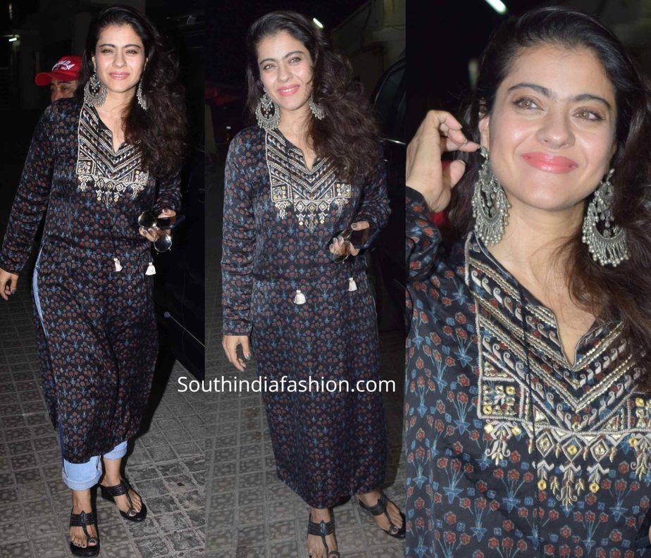 kajol in black kurta with jeans