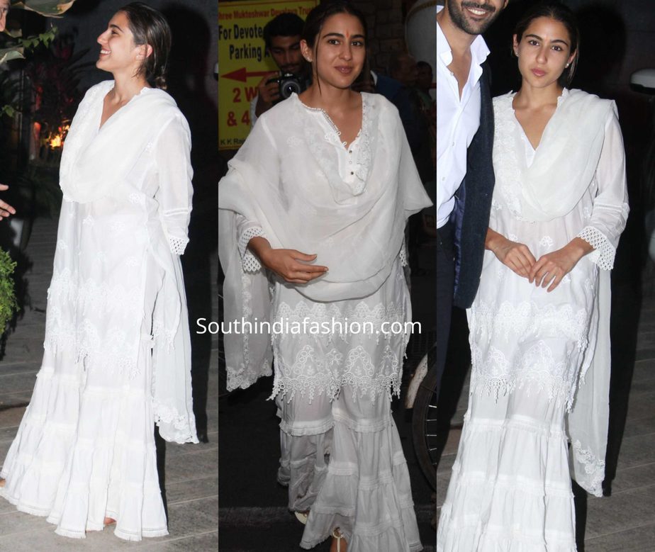 sara ali khan in white sharara suit