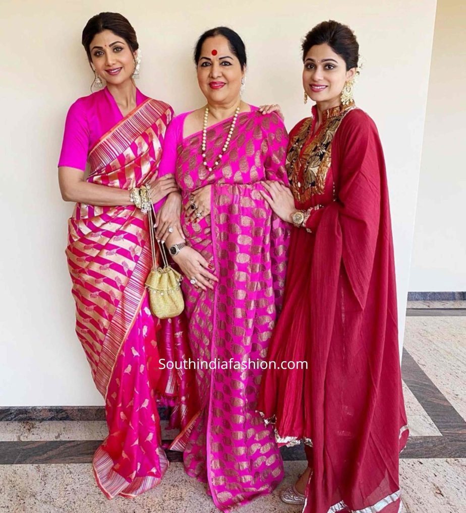 shilpa shetty with family at a wedding (1)