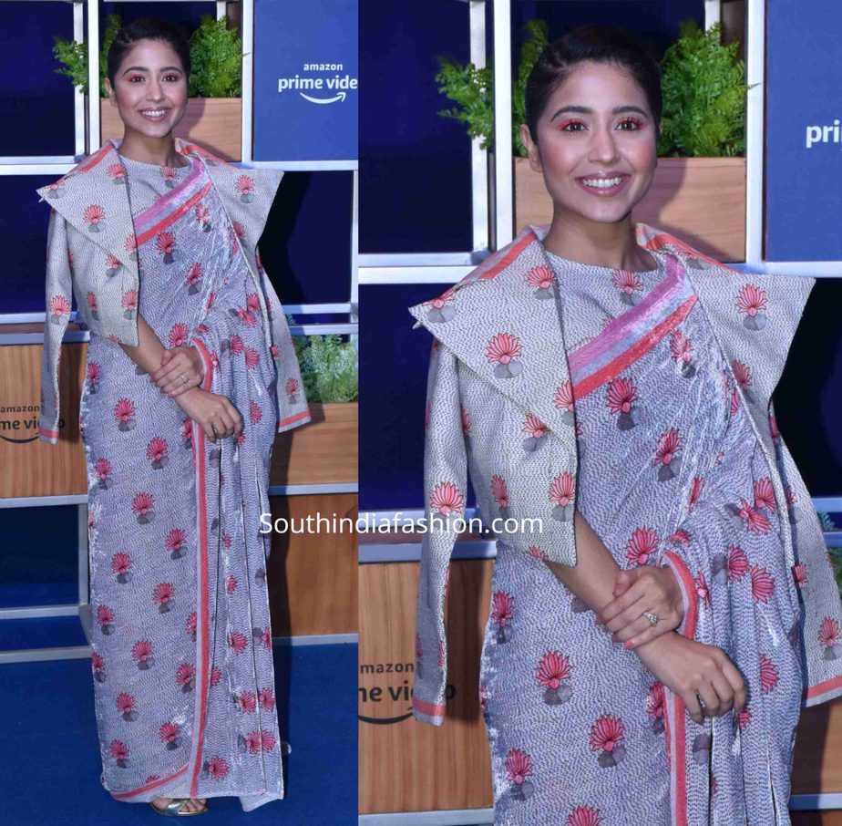 swetha tripathi in saree with jacket at amazon prime blue carpet event