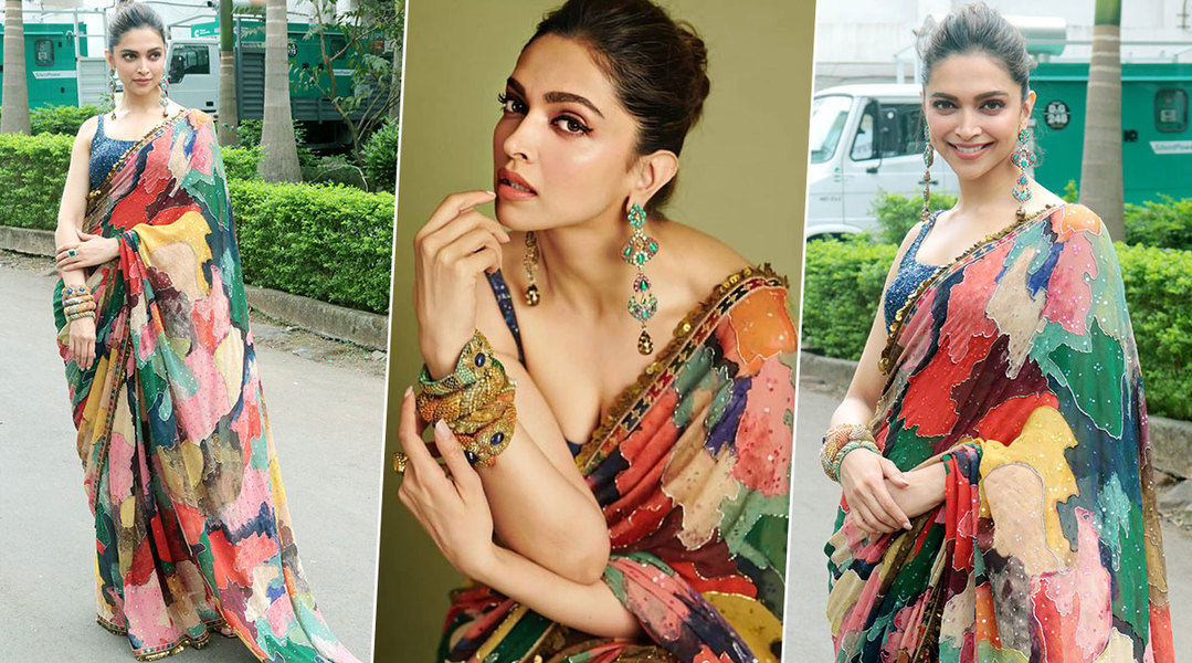 Deepika in Sabyasachi multicolored saree