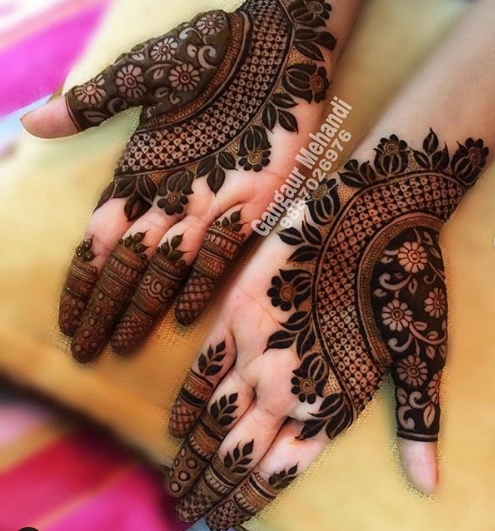 one side mehndi designs for palms