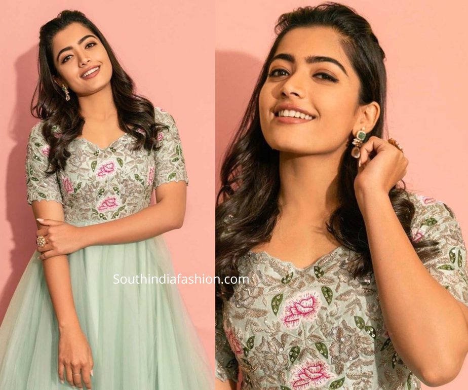 rashmika mandanna green anarkali at bheeshma promotions (1)